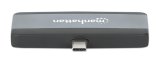 Manhattan USB-C travel dock, HDMI, USB-A, USB-C en 3,5 mm audio, met Power Delivery (PD) 100 W - vereist een externe USB-C-lader (niet inbegrepen). USB-gevoed (geen externe voeding vereist) wanneer PD niet wordt gebruikt
