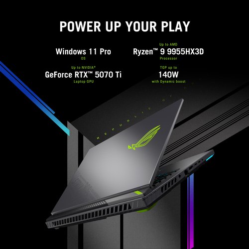 ASUS ROG Strix G16 G614PM-RV231W AMD Ryzen™ 9 8940HX Laptop 40,6 cm (16") WUXGA 32 GB DDR5-SDRAM 1 TB SSD NVIDIA GeForce RTX 5060 Laptop GPU Wi-Fi 6E (802.11ax) Windows 11 Home Grijs, Groen AZERTY Belgisch