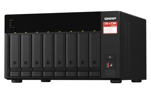 QNAP TS-873A NAS Tower Ryzen Embedded V1500B 8 GB DDR4 0 TB QNAP Turbo System Zwart