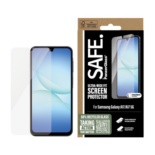 PanzerGlass SAFE. by ® Screen Protector Samsung Galaxy A17 | A17 5G | Ultra-Wide Fit w. EasyAligner Doorzichtige schermbeschermer 1 stuk(s)