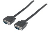 Manhattan VGA-monitorkabel, 1,8 m, HD15 mannelijk/mannelijk, hogere SVGA-specificatie, volledig compatibel met VGA, volledig afgeschermd, zwart, levenslange garantie, equivalent van MXT101MM