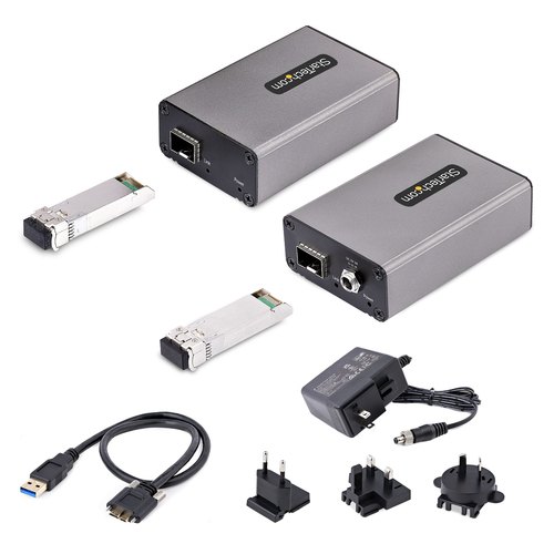 StarTech.com 2-Port USB 3.0 Extender over OM3 Multimode Glasvezel, LC/LC, 2x 5Gbps USB-A Hub, Bereik 350m, Duurzame Glasvezel USB Verlenger, Active Optical USB Extender