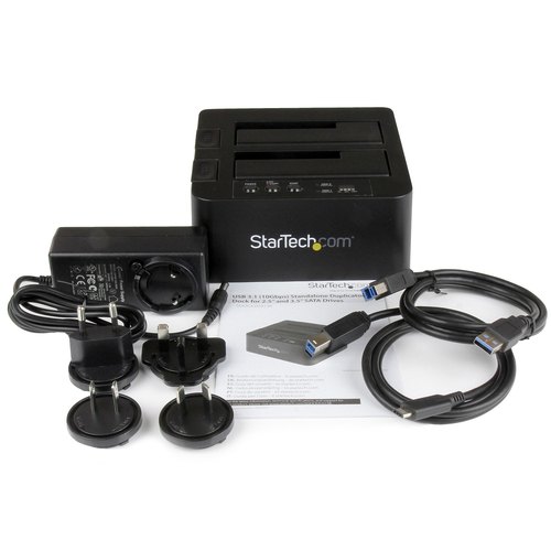 StarTech.com Standalone USB 3.1 Hard Drive Cloner, Dual Bay HDD/SSD Kloner/Copier, 10Gbps USB naar SATA III HDD/SSD Docking Station, Harde Schijf Duplicator Dock, Hard Disk Copy