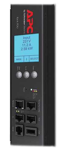 APC Rack PDU AP8659EU3 - Switched & Metered-by-Outlet, ZeroU, 16A, 230V, (21x) C13 & (3x) C19, IEC 309 16A stekker