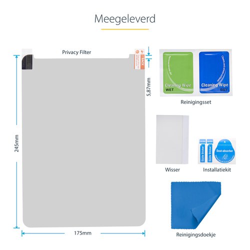 StarTech.com 4-Way 11-inch iPad Pro Privacy Filter, Portrait/Landscape Orientatie, Touch-Enabled, Anti-Glans Security Filter, +/- 30 Graden Kijkhoek, 51% Blauw Licht Vermindering