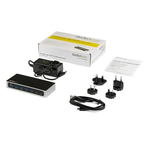 StarTech.com 7 Port USB-C Hub met Fast Charge poort - USB-C naar 5x USB-A 2x USB-C (USB 3.0 SuperSpeed 5Gbps) - USB 3.2 Gen 1 Type-C Hub met Power Adapter - Desktop/Laptop Hub