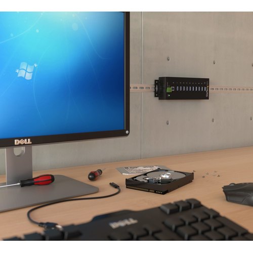 StarTech.com 10-Port USB 3.0 Hub - 5Gbps - Metalen Industriële USB-A Hub met ESD & Overspanningsbeveiliging - Din Rail, Muur of Bureau Monteerbaar - TAA Compliant USB Expander Hub