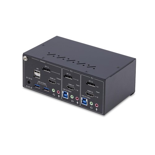 StarTech.com 2-Port Dual-Monitor DisplayPort en HDMI KVM Switch, 4K 60Hz, 1x HDMI & 1x DP Monitor, 2-Port USB Hub, 5Gbps, 2x USB HID Ports, TAA Compliant