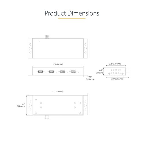 StarTech.com 4-Port Industrial USB 3.0 Hub, 5Gbps, Rugged USB Hub met ESD en Overspanningsbeveiliging, DIN/Wand/Bureau Monteerbare USB-A Hub, USB Expander met Vergrendelbare Poorten, Heavy Duty