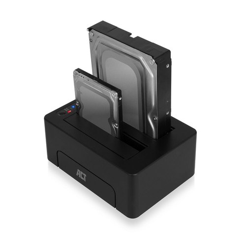 ACT 2,5" en 3,5" SATA dual HDD/SSD dockingstation, USB 3.2 Gen1