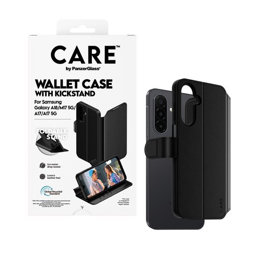 PanzerGlass CARE™ by ® Wallet Case Samsung Galaxy A18 | M17 5G | A17 | A17 5G mobiele telefoon behuizingen Hoes Zwart