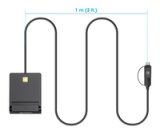 Manhattan Gecombineerde USB-C/USB-A-smartcardlezer, USB 2.0 Type-C- en Type-A-stekker naar contactlezerinterface, ondersteunt Windows, macOS en Linux, leest simkaarten met adapter (niet inbegrepen), kabel van 1 m, zwart