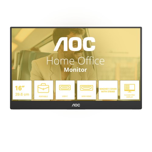 AOC 16T20E2 Draagbare televisie en monitoor Draagbare monitor Zwart 39,6 cm (15.6") LED 1920 x 1080 Pixels