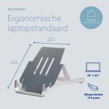 R-Go Tools Laptophouder R-Go Riser Basic, inklapbare en verstelbare laptopverhoger, aluminium, zilver