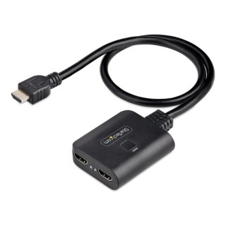 StarTech.com 2-Port HDMI Splitter, 4K 60Hz HDMI 2.0 Video, 4K HDMI Splitter 1 In 2 Out, 1x2 HDMI Display/Output Splitter, HDR/HDCP, 50cm Ingebouwde HDMI Kabel, HDMI Splitter voor TV/PC
