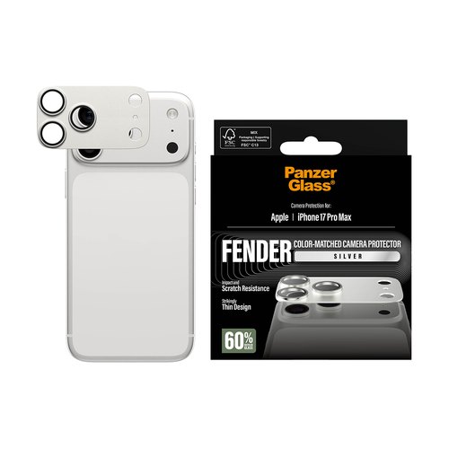 PanzerGlass ® Fender Camera Protector Silver iPhone 17 Pro Max Doorzichtige schermbeschermer Apple 1 stuk(s)