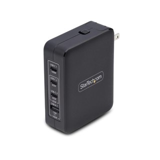 StarTech.com 140W USB-C Wandlader, 3x USB-C/1x USB-A, APFC, PD 3.1 Internationale GaN Power Adapter voor MacBook/Dell XPS/Inspiron