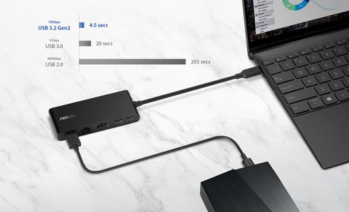 ASUS Dual 4K USB-C Dock DC201 Bedraad USB 3.2 Gen 2 (3.1 Gen 2) Type-C Zwart