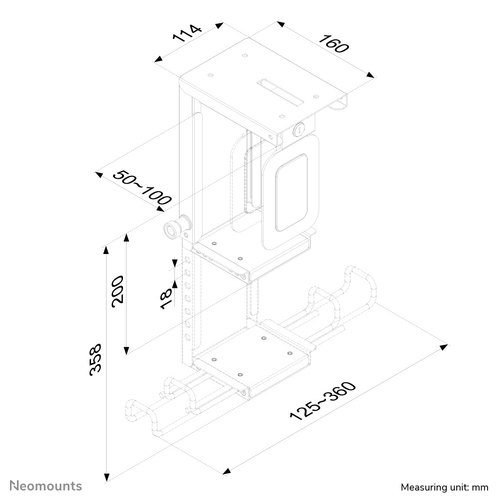 Neomounts CPU-D075BLACK/LK CPU houder - vergrendelbaar - max 10 kg - universeel