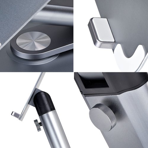 StarTech.com Telescopische Laptopstandaard, 360 Roterende Voet, Draaibare Laptophouder voor Bureau, In Hoogte Verstelbaar & Kantelbaar, Max 5kg, Aluminium