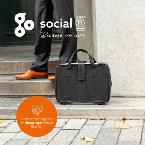 R-Go Tools Laptoptas R-Go Viva, full-grain leer, ergonomisch met geïntegreerde laptopstandaard, sociaal product, voor 15,6 inch, zwart
