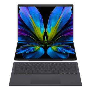 ASUS Zenbook Duo UX8407AA-SN481WS Intel Core Ultra 9 386H Laptop 35,6 cm (14") Touchscreen 3K 32 GB LPDDR5x-SDRAM 1 TB SSD Wi-Fi 7 (802.11be) Windows 11 Home Grijs AZERTY Belgisch
