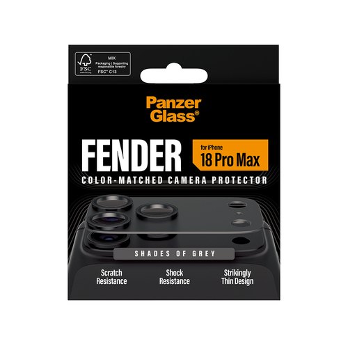 PanzerGlass ® Fender Camera Lens Protector Shades of Grey iPhone 18 Pro Max Doorzichtige schermbeschermer 1 stuk(s)