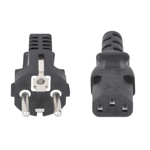 Manhattan Voedingskabel, Europese Schuko-stekker (CEE 7/4) naar C13-connector, 5 m, 10 A, zwart, netkabel, levenslange garantie