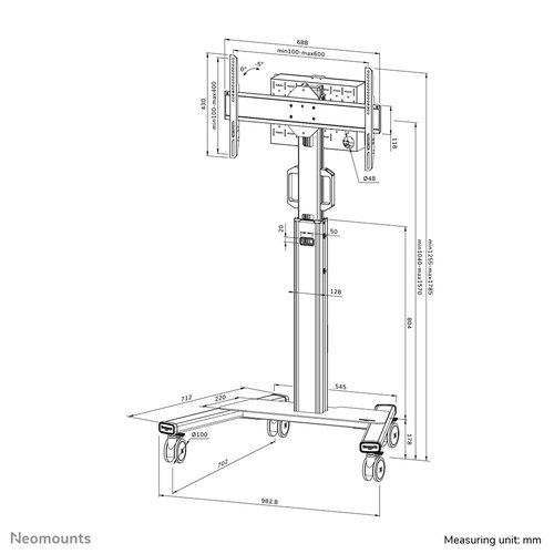 Neomounts FL50S-825BL1 TV trolley 37-75" - TÜV