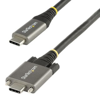 StarTech.com 50cm Vergrendelbare USB-C Kabel met Zijschroef, 10Gbps, USB 3.1/3.2 Gen 2 Type-C Kabel, 100W (5A) Power Delivery Charging, DP Alt Mode, Dual Screw Lock, USB-C Charge/Sync Kabel