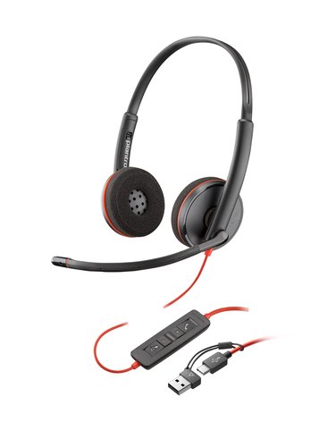 HP Poly Blackwire 3225 Stereo USB-C Headset + 3,5 mm plug + USB-C/A adapter