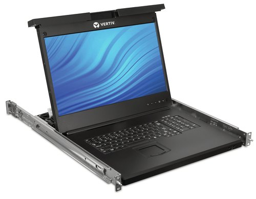 Vertiv Avocent LRA185KMM8D-205 rack console 48,3 cm (19") 1366 x 768 Pixels Kunststof, Staal Zwart 1U