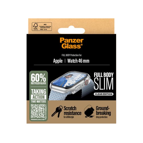 PanzerGlass ® Case Full Body Slim Transparent Apple Watch Series 11 | 10 | 46mm Doorzichtige schermbeschermer 1 stuk(s)