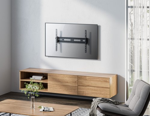 Manhattan Wandbeugel voor TV’s en monitoren (Kantelbaar), voor schermen 37"–65", VESA-compatibiliteit: van 200x200 tot 600x400 mm (controleer de afmetingen van de vier montagegaten aan de achterzijde), max 45 kg, zwart