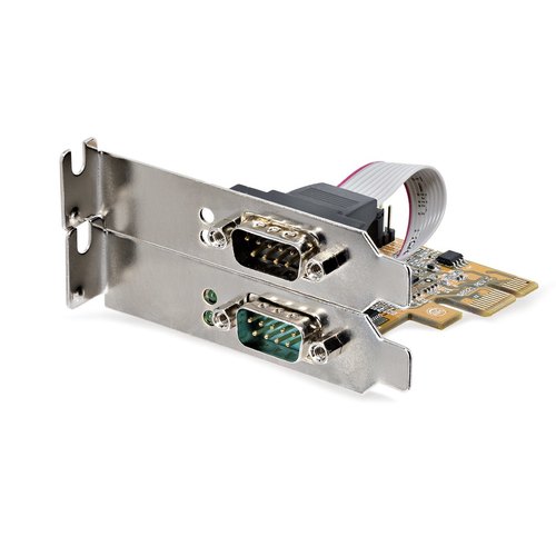 StarTech.com 2-Port PCI Express Seriële Interface Kaart, Dual Port PCIe naar RS232 (DB9) Seriële Kaart, 16C1050 UART, Low/Full Profile Beugels, COM Retentie, Voor Windows/Linux