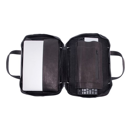 R-Go Tools Laptoptas R-Go Viva, full-grain leer, ergonomisch met geïntegreerde laptopstandaard, sociaal product, voor 15,6 inch, zwart