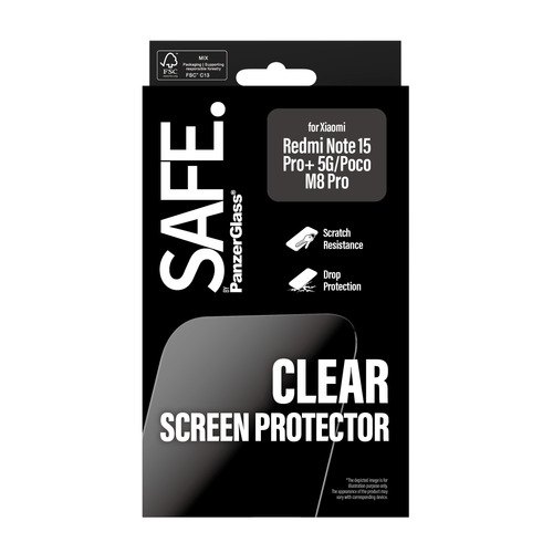 PanzerGlass SAFE. by ® Screen Protector Xiaomi Redmi Note 15 Pro+ 5G | Poco M8 Pro | Ultra-Wide Fit Doorzichtige schermbeschermer 1 stuk(s)