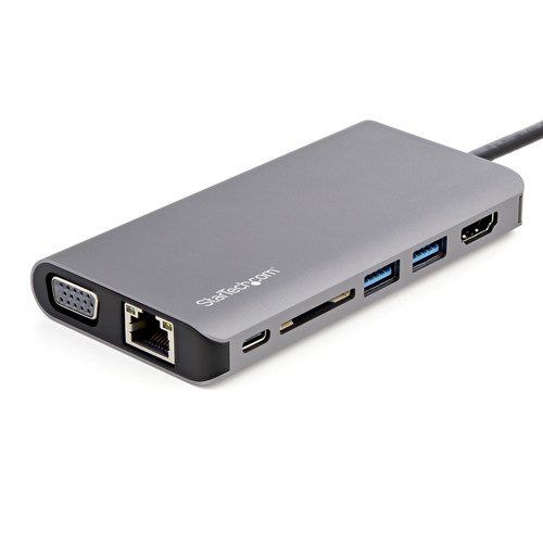 StarTech.com USB-C Multiport Adapter - USB-C Travel Dock met 4K HDMI of 1080p VGA - 3x USB 3.0 Hub, SD, GbE, Audio, 100W PD Pass-Through - Mini Docking Station voor Laptop/Tablet