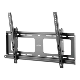 Manhattan Buiten wandbeugel voor TV’s en monitoren (Kantelbaar, anti-diefstal), voor schermen 37"–65", VESA-compatibiliteit: van 200×200 tot 600×400 mm (controleer de afmetingen van de vier montagegaten aan de achterzijde), max 80 kg, afsluitbaar, zwart