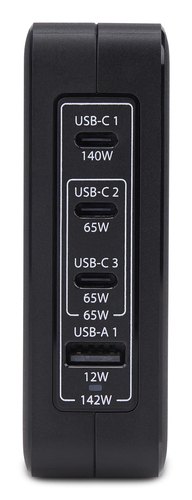 StarTech.com 140W USB-C Wandlader, 3x USB-C/1x USB-A, APFC, PD 3.1 Internationale GaN Power Adapter voor MacBook/Dell XPS/Inspiron