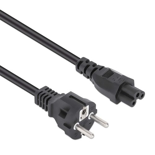 Manhattan Voedingskabel, Europese Schuko-stekker (CEE 7/4) naar C5-connector (klaver), 1 m, 2.5 A, zwart, netkabel, levenslange garantie