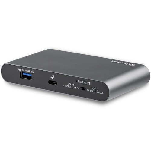 StarTech.com USB-C Dock - 4K Dual Monitor DisplayPort - Mini Laptop Docking Station - 100W Power Delivery Passthrough - GbE, 2-Port USB-A Hub - USB Type-C Multiport Adapter - 1m kabel