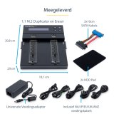 StarTech.com Standalone Dual Bay M.2 SATA/NVMe Duplicator/Wisser, HDD/SSD Cloner voor M.2 PCIe AHCI/NVMe/SATA, NIST 800-88 & DoD 5220.22-M Secure Erase, 2.5/3.5in Schijven, Hard Drive Sanitizer