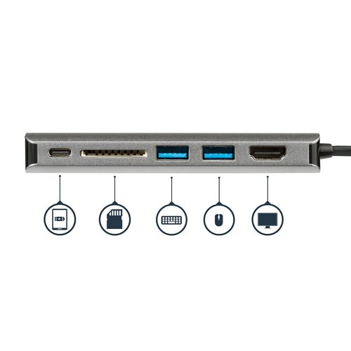 StarTech.com USB-C multiport adapter met SD kaartlezer - Power Delivery - 4K HDMI - GbE - 2 x USB 3.0 - USB-C hub - card reader - NIEUWE VERSIE BESCHIKBAAR DKT30CSDHPD3 (DKT30CSDHPD)