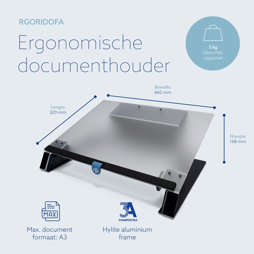 R-Go Tools Documenthouder R-Go Read2Write, voor lezen en schrijven, ergonomisch, met soft foam polssteun, mat acrylaat