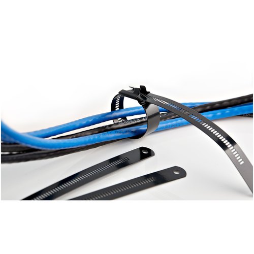 StarTech.com 22 cm Metalen Kabelbinders 7 mm Breed, 55 mm Bundeldiameter, 45 kg Treksterkte Nylon gecoat 316 Roestvrij Staal Zelfsluitende en Detecteerbare Metalen Snelbinders 50 stuks