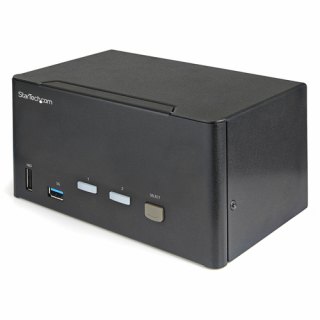 StarTech.com 2 Port Triple Monitor KVM HDMI Switch, 4K 60Hz Ultra HD HDR, Desktop Hub 4K HDMI 2.0 KVM Schakelaar met 2x USB 3.0 (5Gbps) & 4x USB 2.0 HID, Audio, Hotkey Switching, TAA
