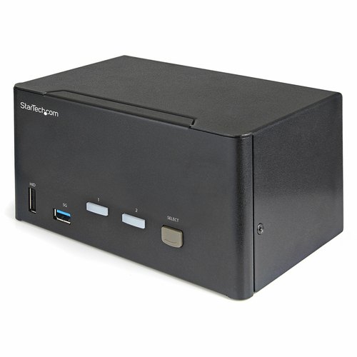 StarTech.com 2 Port Triple Monitor KVM HDMI Switch, 4K 60Hz Ultra HD HDR, Desktop Hub 4K HDMI 2.0 KVM Schakelaar met 2x USB 3.0 (5Gbps) & 4x USB 2.0 HID, Audio, Hotkey Switching, TAA