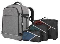 Manhattan Rome notebook reisrugzak 17,3", 2 vakken voor laptops tot 17,3" en tablets tot 11", vliegtuigvriendelijke handbagage, 40 L, meerdere accessoirevakken, 3 zachte clamshell-etuis, 2 handgrepen, opbergbare schouderbanden, lichtgrijs
