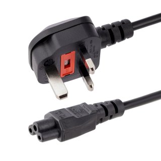 StarTech.com 2m UK Laptop Stroomkabel, BS 1363 to C5 (Clover Leaf), 2.5A 250V, 18AWG, UK Laptop Vervangkabel, Printer Voedingskabel, Laptop Lader Kabel / Laadkabel